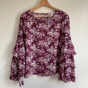 Alice Blue Stitch Fix Floral Boho Ruffle Blouse